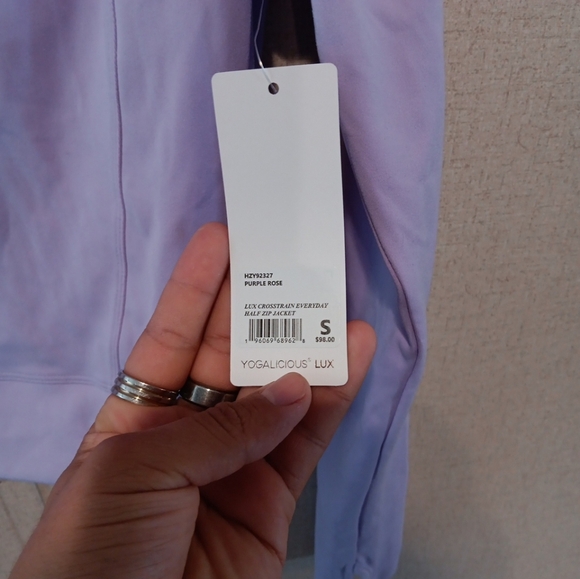 Yogalicious Lux  Purple Fitted High Low Polo Sweatshirt New With Tag $98 - Picture 4 of 5